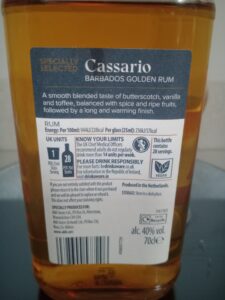 Cassario Barbados Golden Rum review by the fat rum pirate