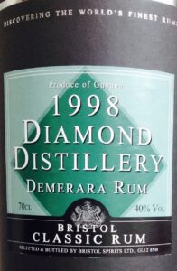 1998 Diamond Distillery Demerara rum review by the fat rum pirate Bristol