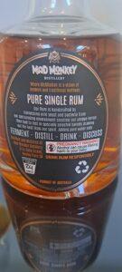 Mad Monkey Distillery Pure Single Rum Pinot Meunier Cask rum review by the fat rum pirate