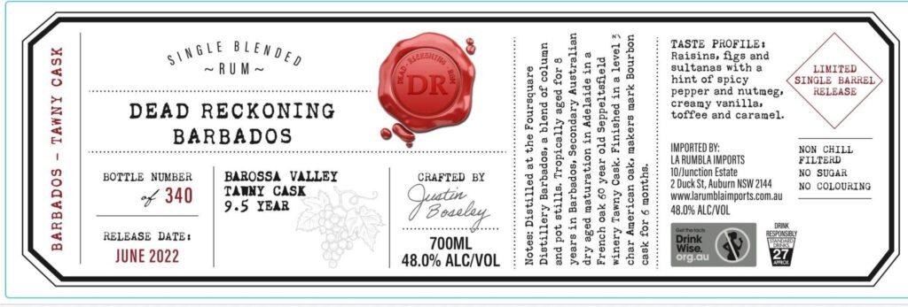 Dead Reckoning Rum Barbados Barossa Valley Tawny Cask 9.5 Year review by the fat rum pirate