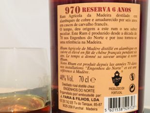 Rum 970 Agricola de Maderia Reserva Ans 6 Anos Rum review by the fat rum pirate