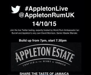 Appleton Estate Twitter Tasting 7pm (GMT) Wednesday 14th October 2015