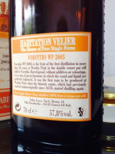 Habitation Velier Forsyths WP 2005 rum review by the fat rum pirate Worthy Park
