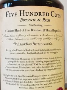 Brewdog Distilling Co. Five Hundred Cuts Botanical Rum Review by the fat rum pirate