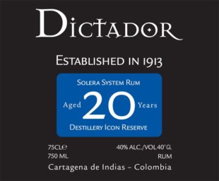 Dictador Distillery Icon Reserve Aged 20 Years Solera System Rum