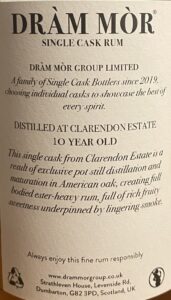 Dràm Mòr Single Cask Rum Clarendon Estate Aged 10 Years rum review by the fat rum pirate